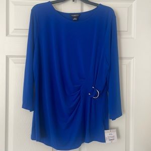 Liz Claiborne blue blouse with gold embellishment. XXL.